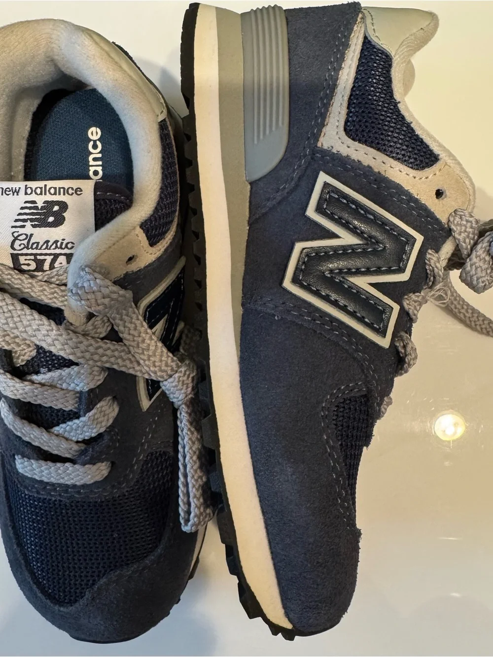 Brand New! New Balance Kids Navy and Gray Classic 574 Sneakers